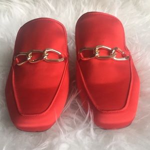 Red loafer slides